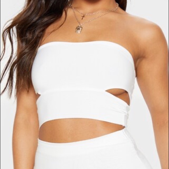 White Slinky Side Cut Out Bandeau - Picture 5 of 6